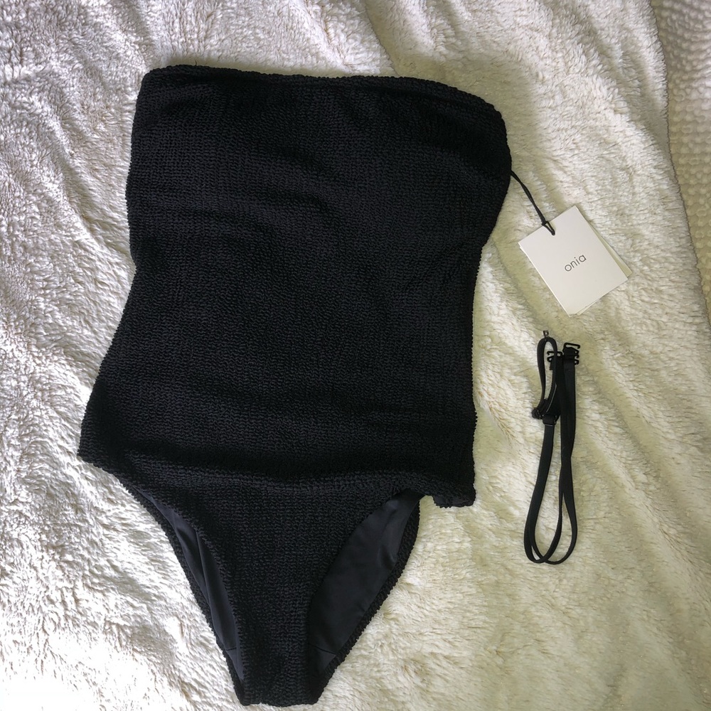 black ribbed Onia estelle one piece swimsuit. Worn a handful of times. No tags